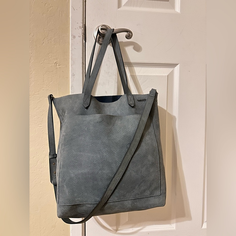 Madewell Soft Leather Tote Bag – Blue Gray Tote/ Gently Used